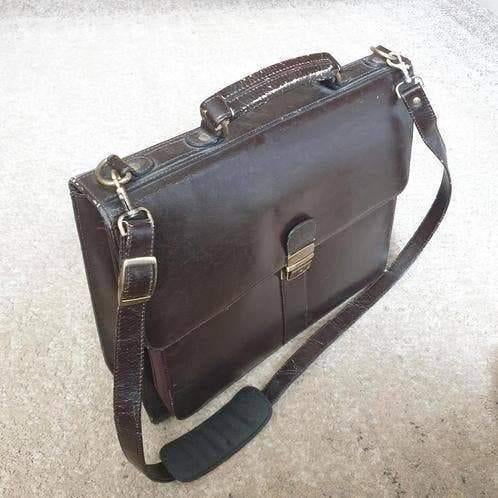 Vintage lederen schoudertas, Sieraden, Tassen en Uiterlijk, Tassen | Schoudertassen, Ophalen of Verzenden, Gebruikt, Bruin