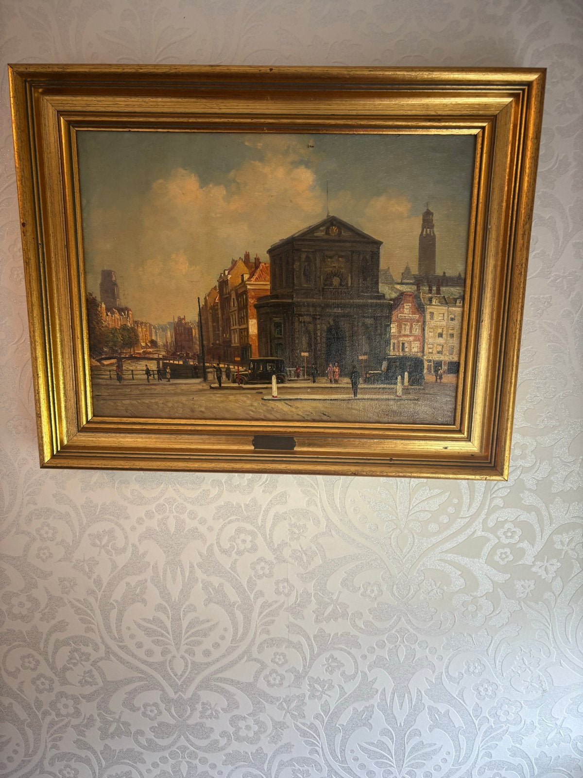 Schilderij P.J.A. Wagemans - Delftsche Poort Rotterdam, Doek, Bijzondere lijst, Ophalen of Verzenden, Olieverf