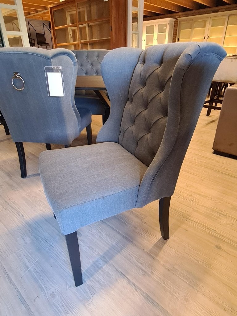 ACTIE Landelijke Eetkamerbank 150 + 2 Stoelen Antraciet (19), Nieuw, Vijf, Zes of meer stoelen, Landelijke eetkamerstoelen eetkamerbank stof ranch antraciet