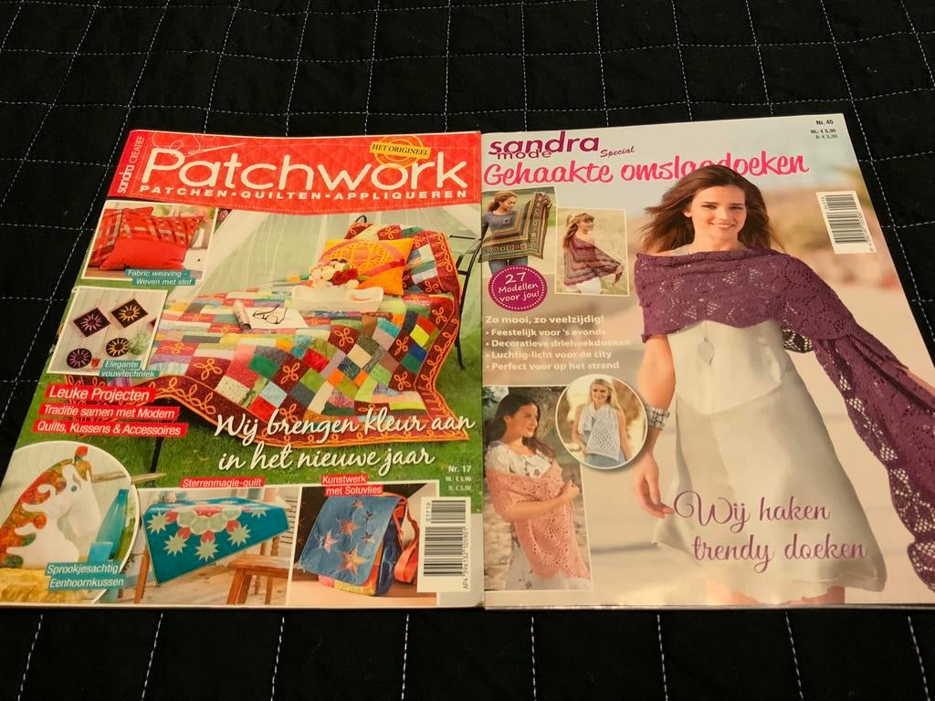 Sandra creatief. Twee bladen over Patchwork en gehaakte, Ophalen of Verzenden, Zo goed als nieuw, Breien of Haken