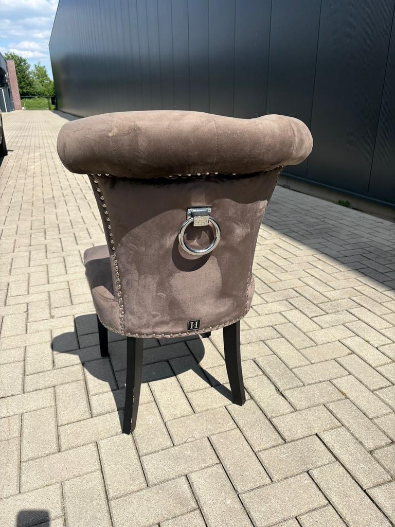 6 eetkamstoelen velvet, Gebruikt, 125 cm of meer, Ophalen of Verzenden, Stof