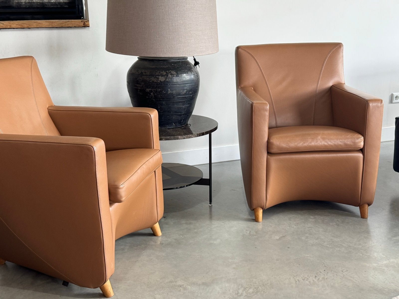 2x Leolux Dolcinea Fauteuils | Cognac Leer | Topstaat, X, Twee, Bruin, Leer