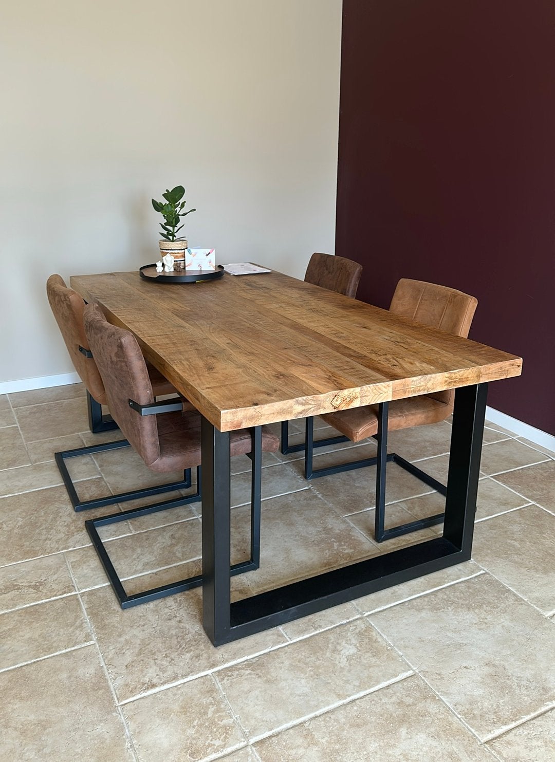 Eettafel mangohout 78x200x100 cm - nieuw, Huis en Inrichting, Ophalen, 100 tot 150 cm, Zo goed als nieuw, Vijf personen of meer