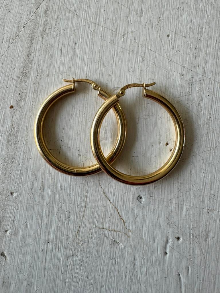 Gouden klap creolen 14 krt, Ophalen of Verzenden, Gebruikt, Goud, Goud