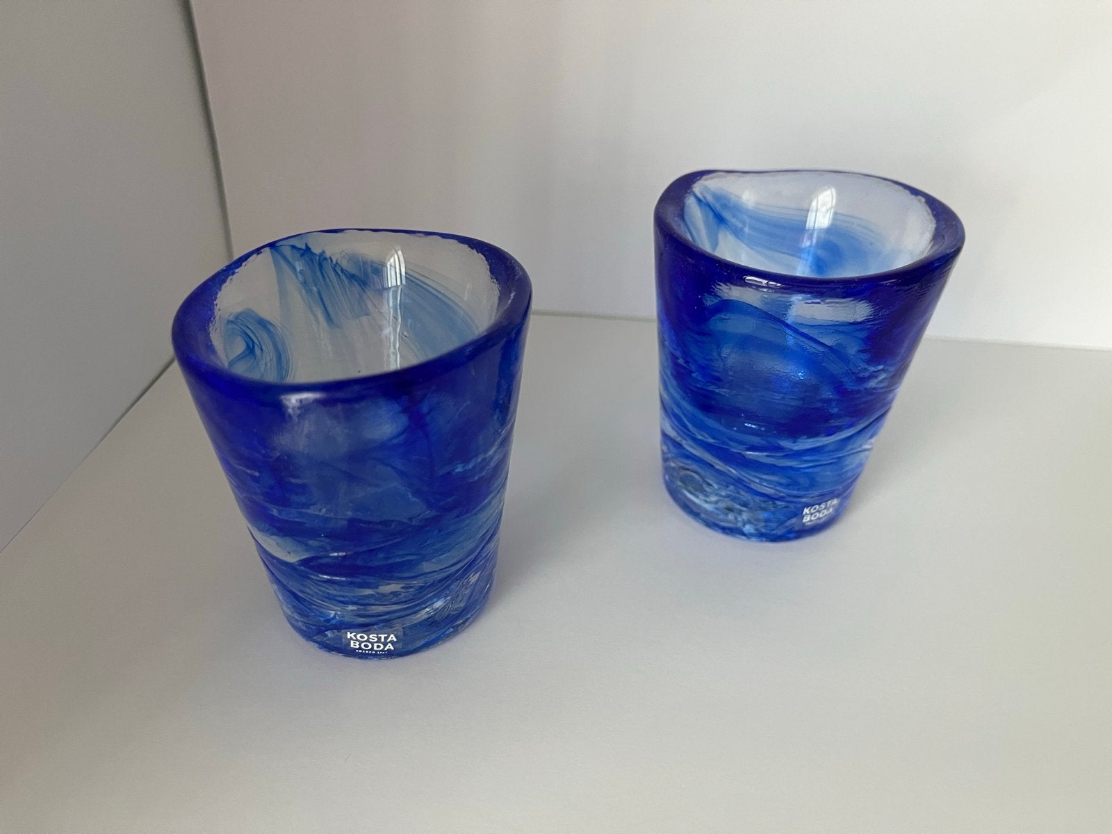 Kosta Boda Shotglaasjes - Blauw Glas (2 stuks), Ophalen of Verzenden