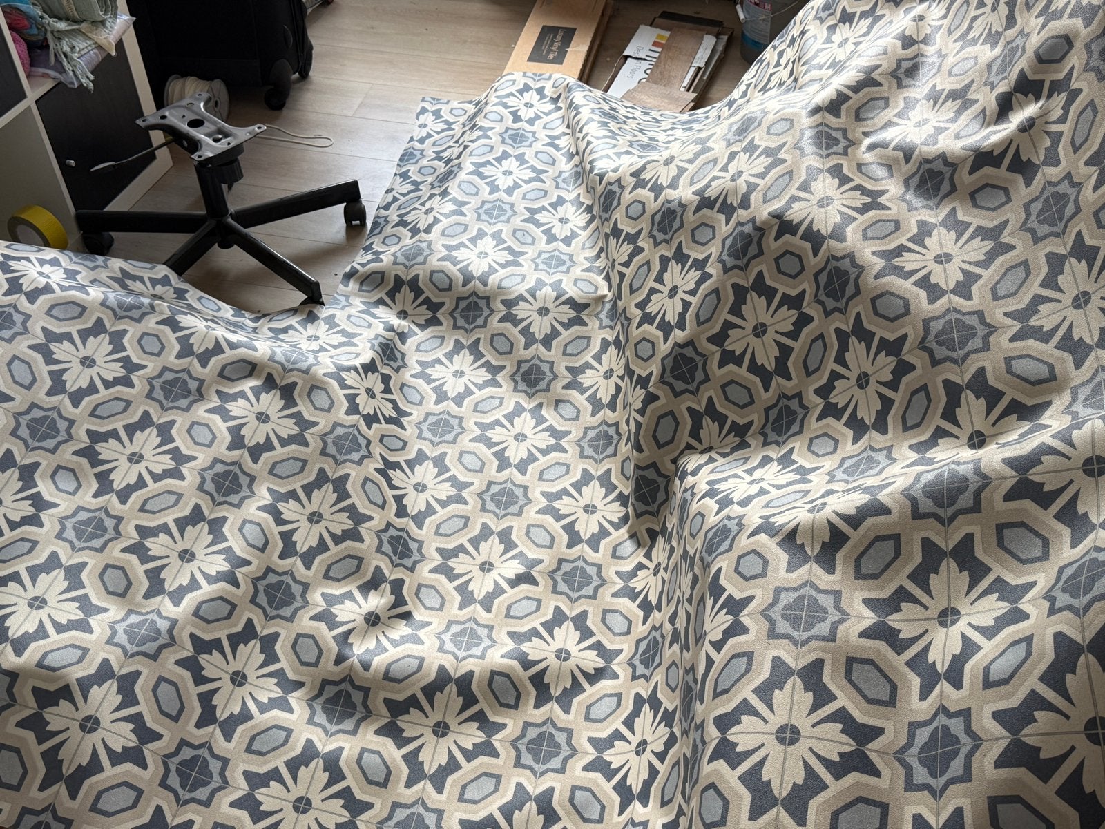 Zijl met geometrisch patroon - Blauw/Beige, Ophalen, Gebruikt, Blauw, Tapijt