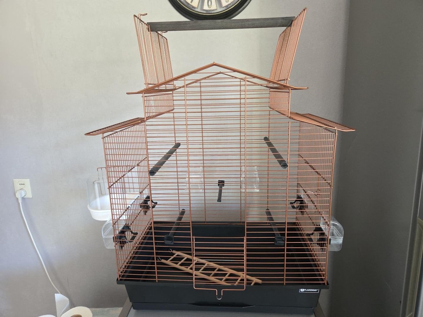 koper kleur vogelkooi, Ophalen, Gebruikt, Metaal, Vogelkooi