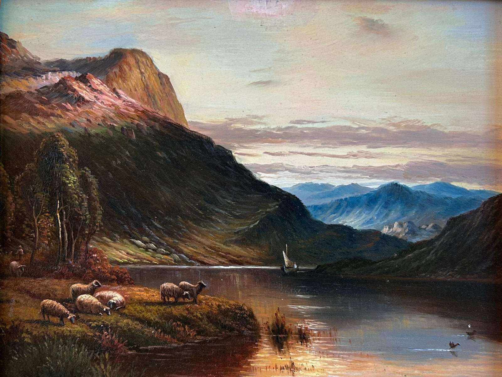 Prachtig Italiaans landschap met schapen, 20x25cm, Ophalen of Verzenden