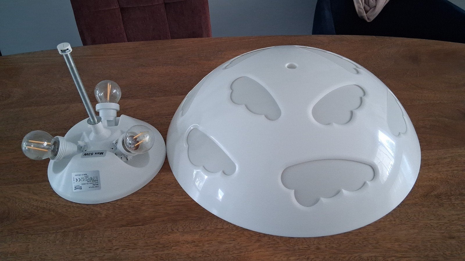 Ikea Skojig plafondlamp wit wolken - ca. 45 cm, Kunststof, Gebruikt, Modern, E14 (klein)