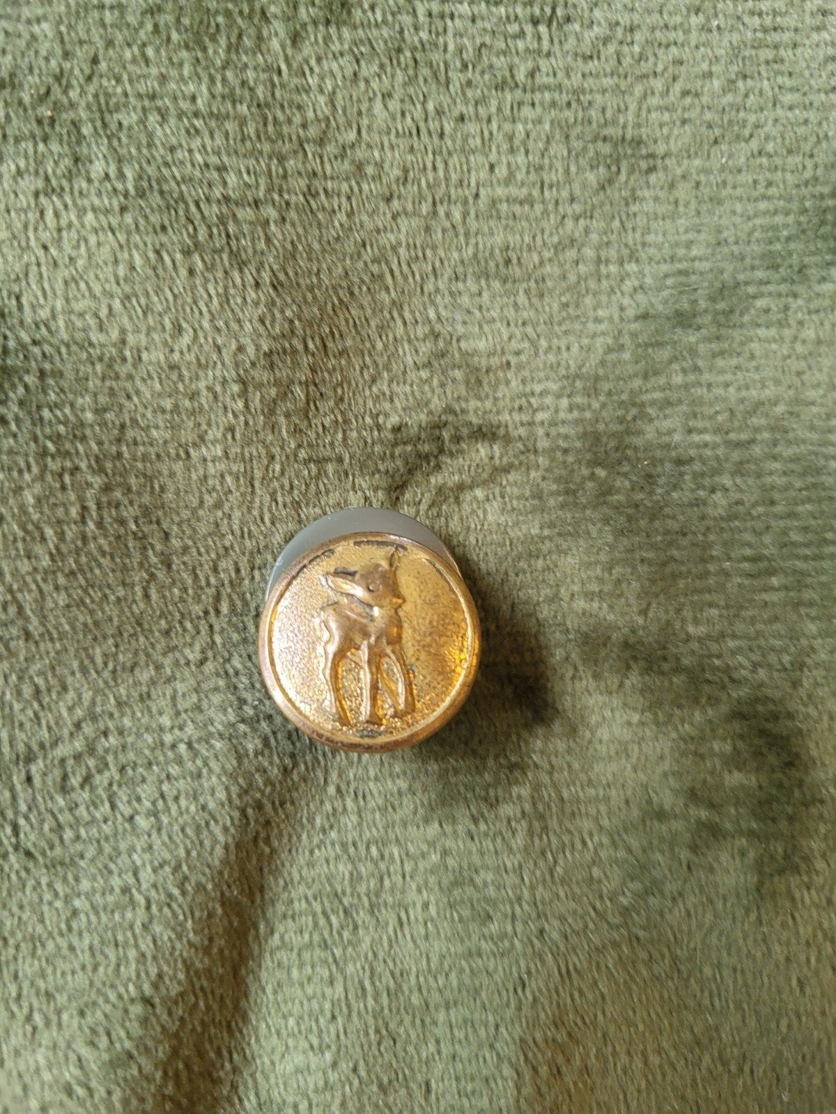 Vintage Jachtknoop met Hertje - Jaren '10/'30, Ophalen of Verzenden, Gebruikt