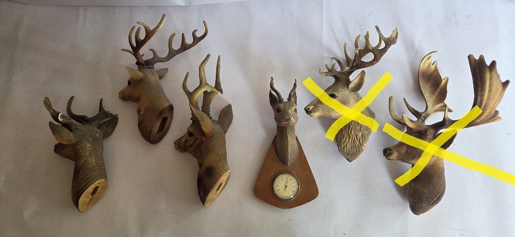 Vintage herten kop met gewei voor Mancave  incl thermometer, Verzamelen, Dierenverzamelingen, Ophalen of Verzenden, Gebruikt, Hert