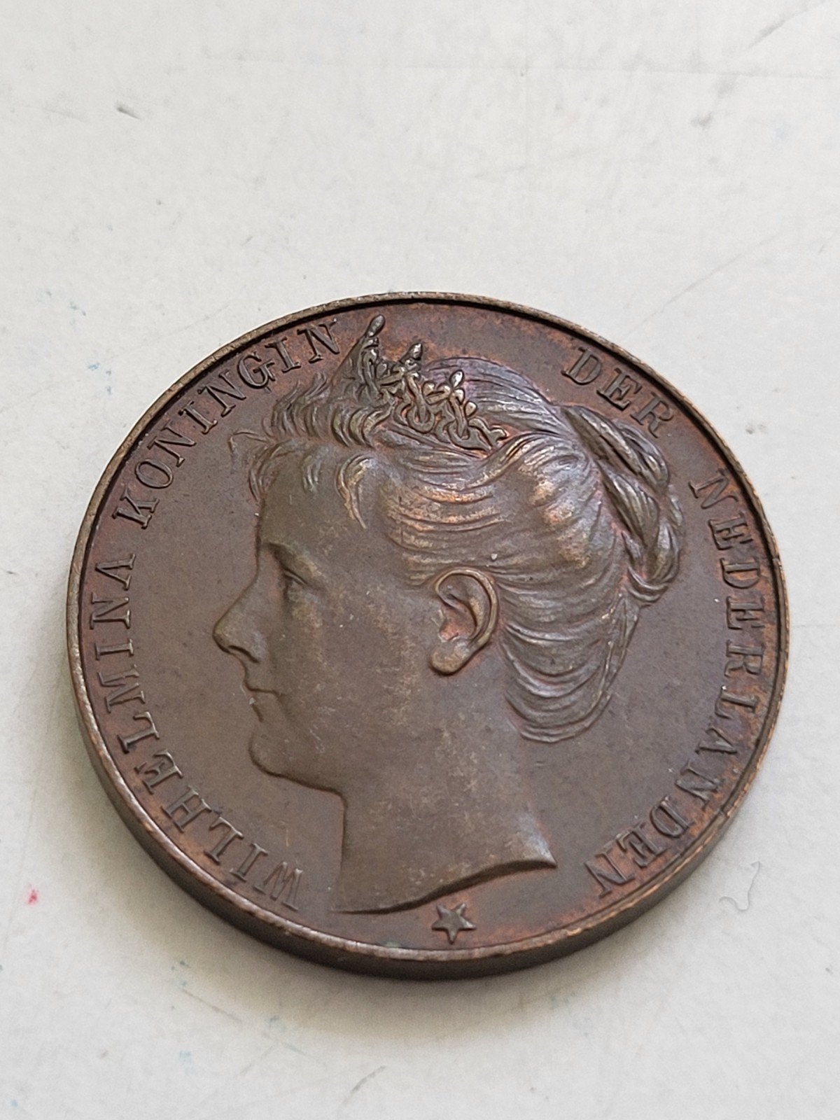 Inhuldigingspenning Koningin Wilhelmina 1898 brons, Postzegels en Munten, Penningen en Medailles, Ophalen of Verzenden