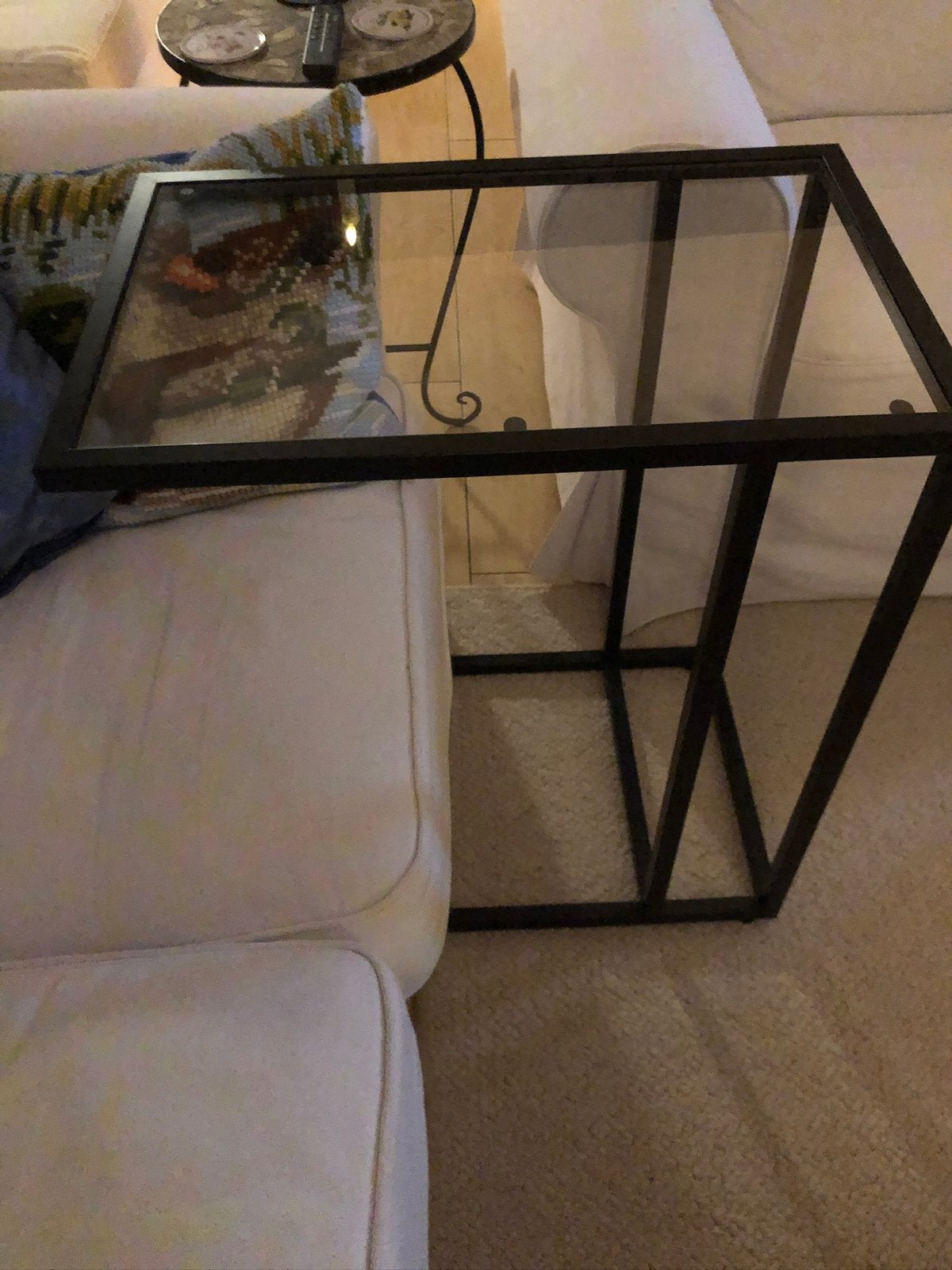 Laptoptafel zwart bijzettafel met glazen blad 65x55x35cm, Ophalen of Verzenden, Ikea