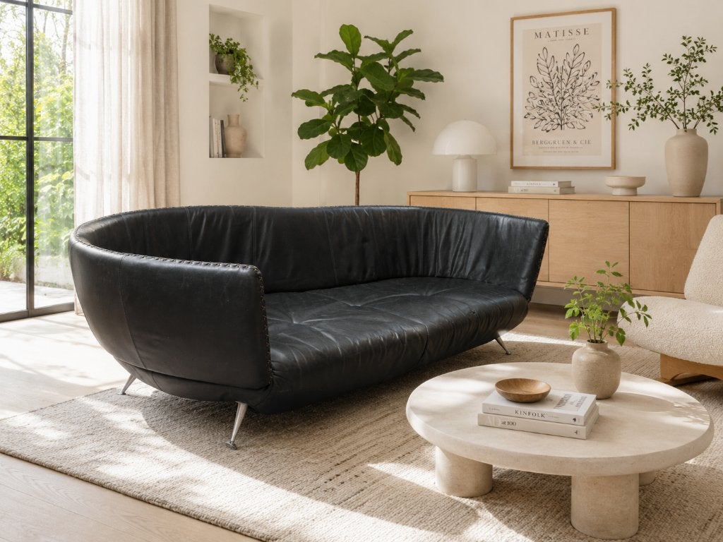 Desede DS102 Shell Lounge Bank Zwart leer Mathias Hoffmann, Ophalen, 125 cm of meer, 125 cm of meer, Zo goed als nieuw