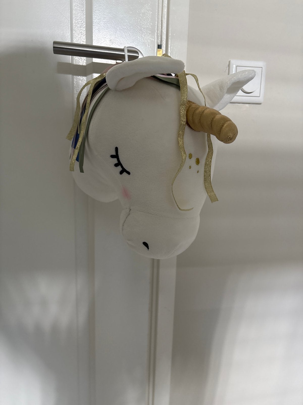 Eenhoorn knuffel wanddecoratie, Eenhoorn, Ophalen of Verzenden, Zo goed als nieuw, Middelgroot (20 tot 80 cm)