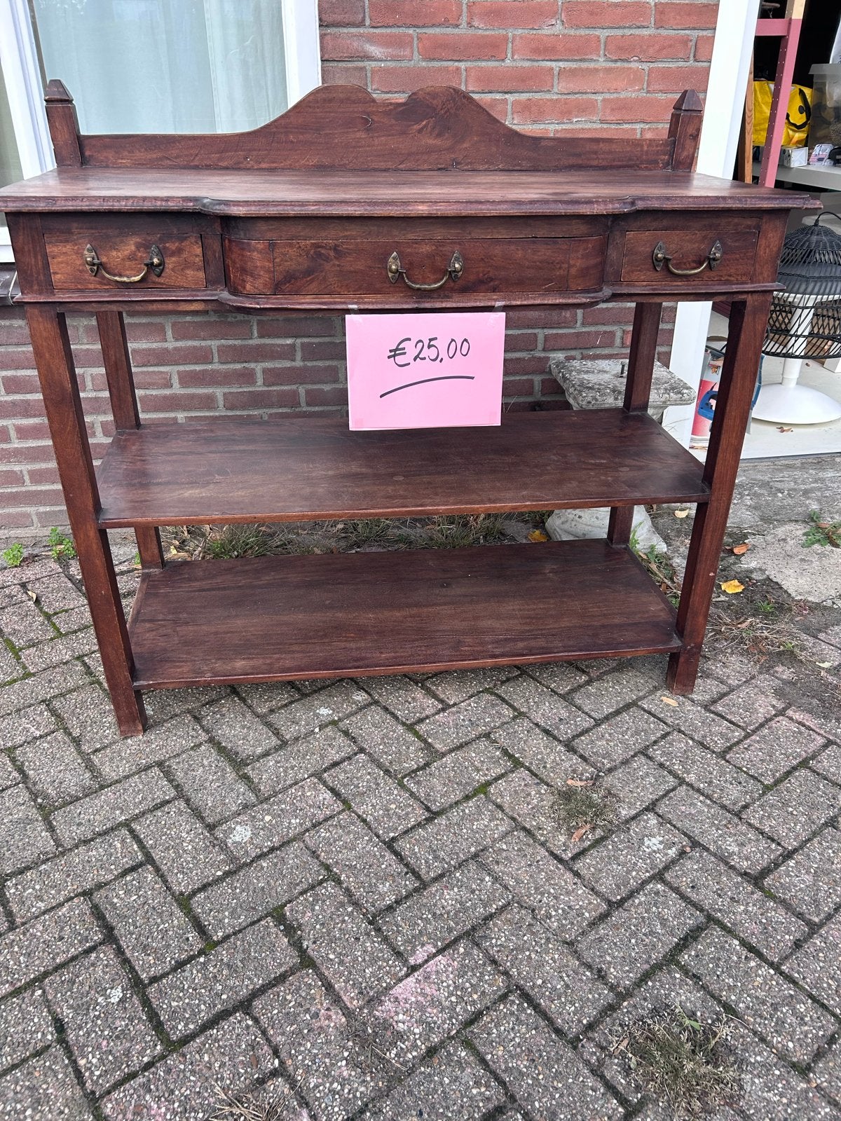 Vintage houten sidetable / kast met lades, Huis en Inrichting, Ophalen, Gebruikt, Bruin, Vintage