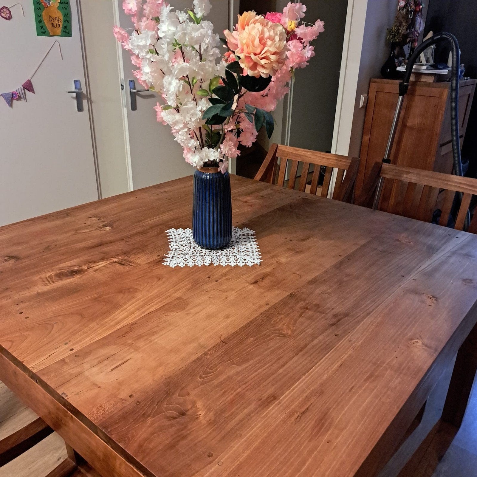 Eettafel teak incl 4 stoelen, Ophalen, Gebruikt, Teakhout, Vier personen