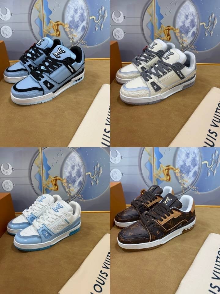 LOUIS VUITTON Trainer Sneakers Leer Logo Platte Hakken Bruin, Ophalen of Verzenden, Gedragen, Bruin, Sneakers of Gympen