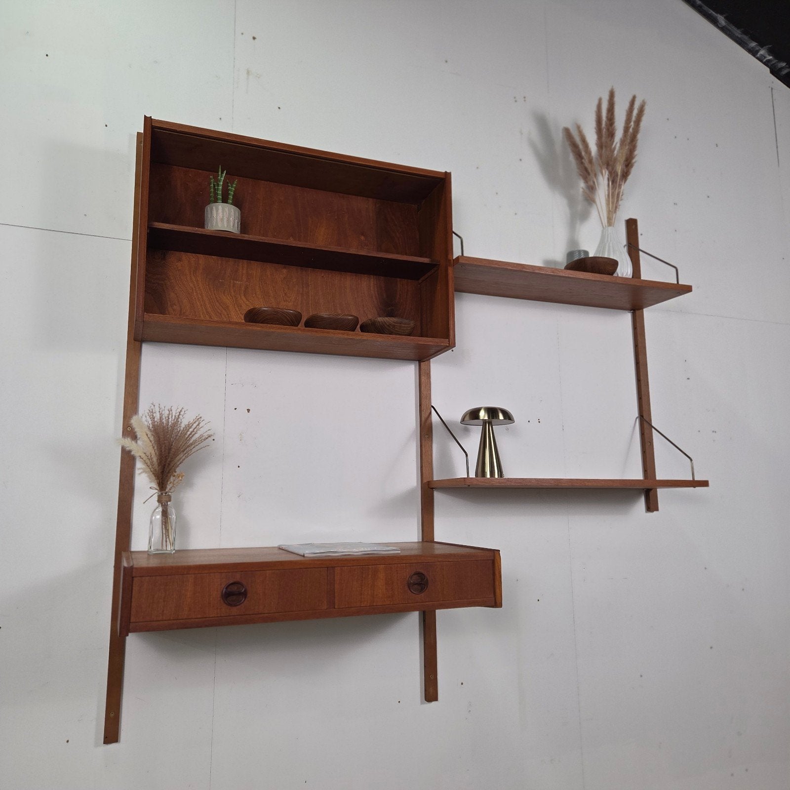 Vintage jaren 60 Deens teak modulair wandsysteem Mid Century, Ophalen, Gebruikt, Nvt, Nvt