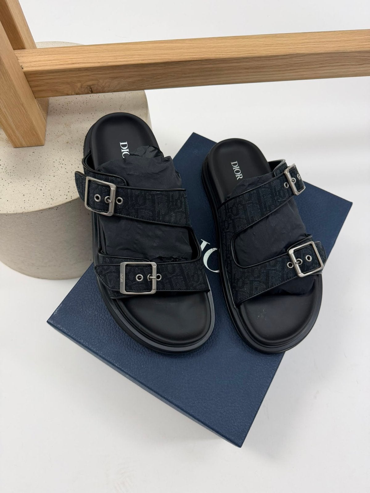 Dior Dway Slides Zwart - Maat 42, Kleding | Heren, Schoenen, Ophalen of Verzenden, Zo goed als nieuw, Zwart, Slippers