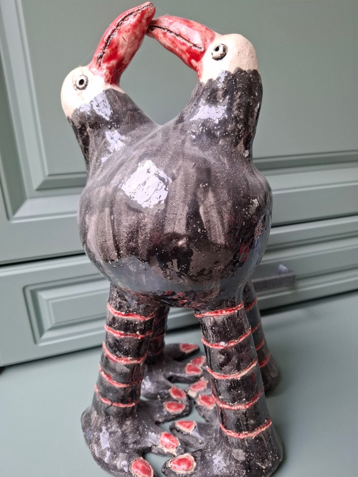 KERAMIEK KUSSENDE VOGELS, Ophalen of Verzenden