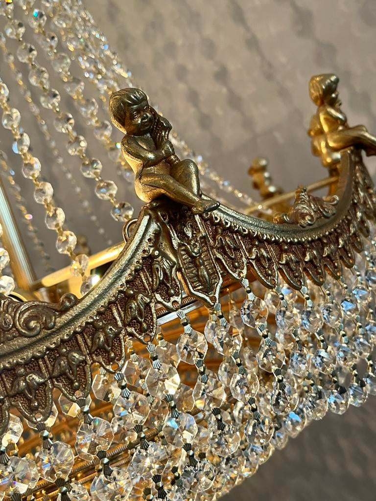 2x XL grote putti engelen kristallen SWAROVSKI kroonluchter, Huis en Inrichting, Lampen | Kroonluchters, Baak, Ophalen of Verzenden