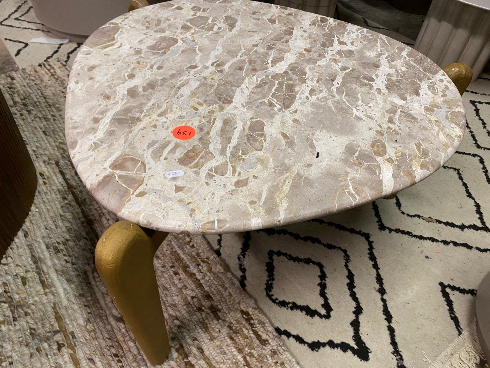Salontafel 85x85 beige/taupe marmer mangohout