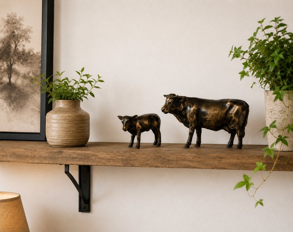 KOE MET KALF / BRONZEN BEELD