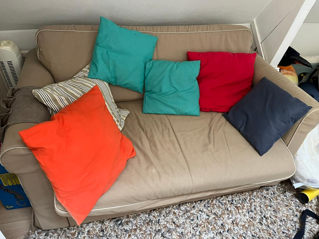 Beige Ikea Hagalund Slaapbank KOOPJE!!!, Ophalen, Tweepersoons, Beige