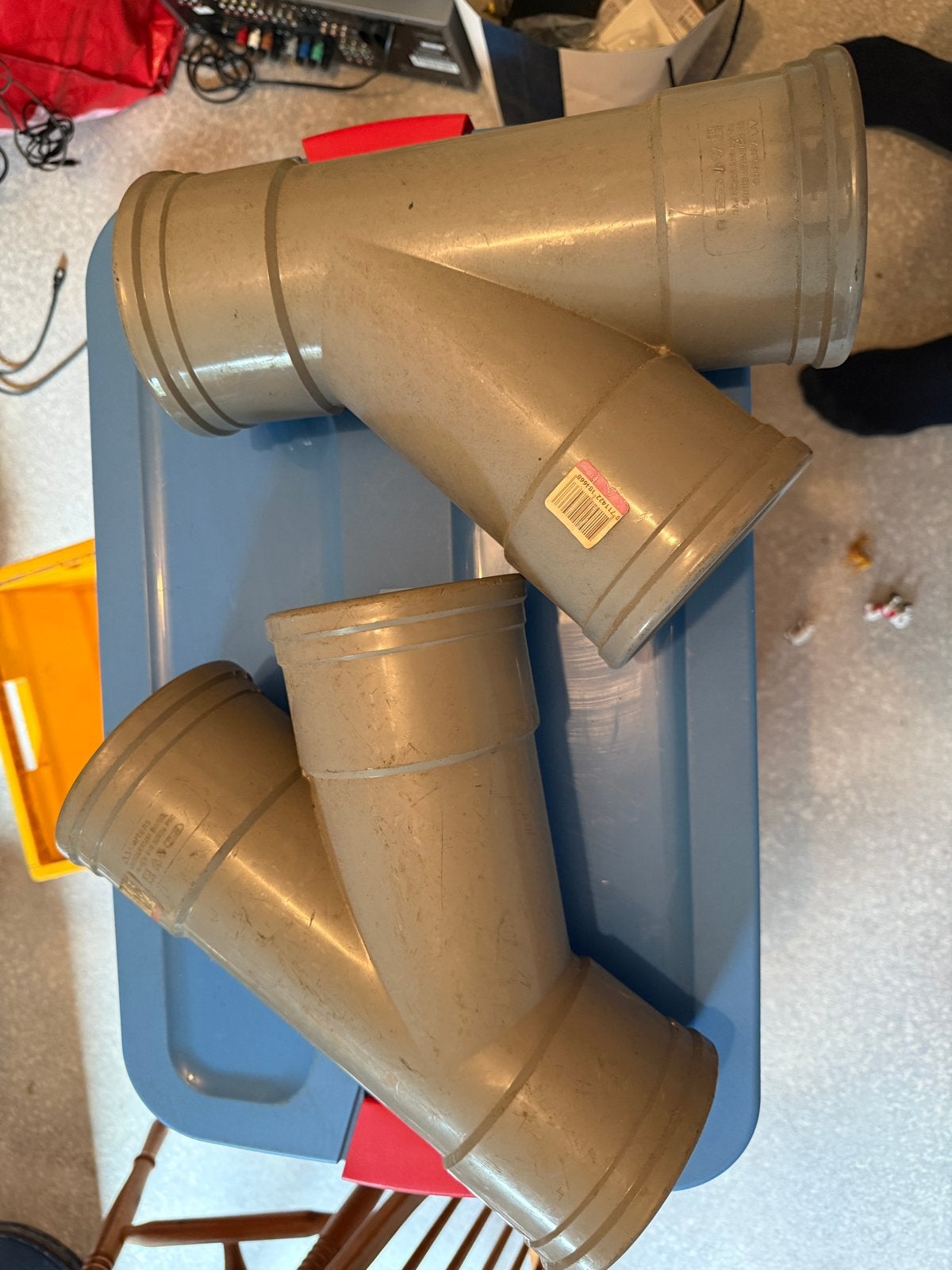 Y-stuk 110/110/110 met rubberen ring (2 stuks), Ophalen, Afvoer, Gebruikt, Pvc