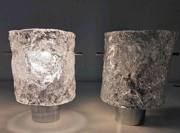 Mid Century ijsglas Hillebrand jaren '60 Murano wandlamp, Ophalen, E27 (groot), Zo goed als nieuw, Glas