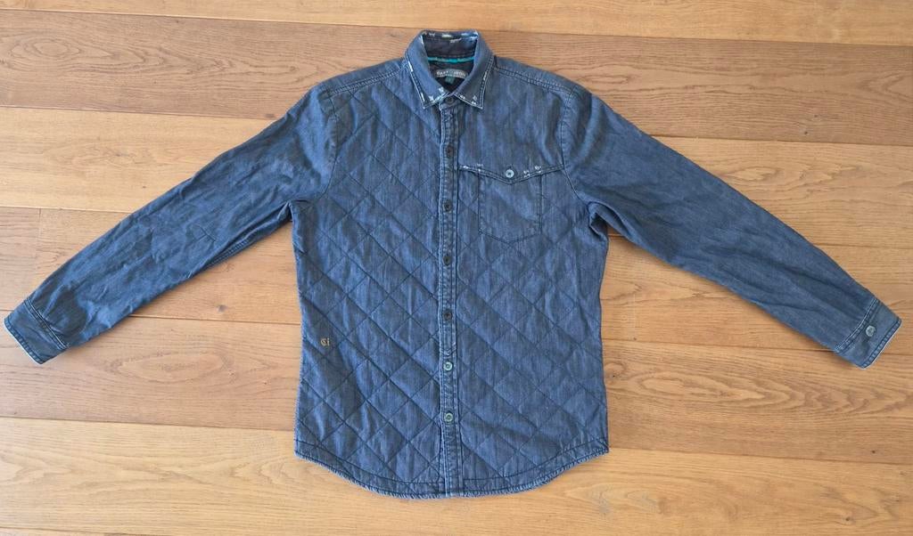 Cast Iron gewatteerd denim overshirt maat L, Blauw, Ophalen of Verzenden, Zo goed als nieuw, Halswijdte 41/42 (L)