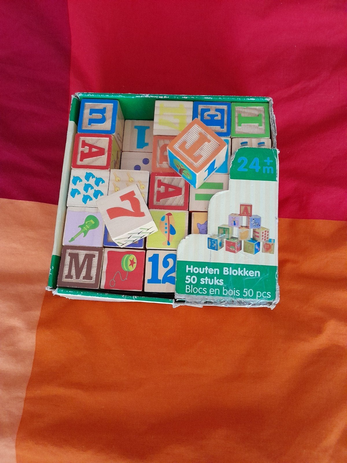 Blokkendoos met 50 houten blokken, Kinderen en Baby's, Speelgoed | Houten speelgoed, Ophalen