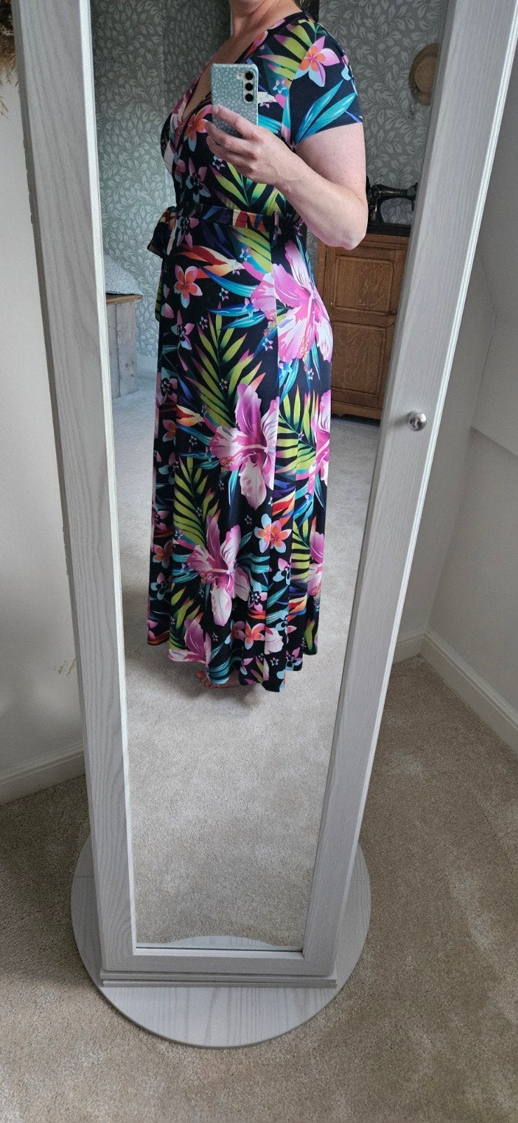 Zomerse Maxi Jurk met Tropische Print - Bodyflirt Boutique, Zwart, Maat 42/44 (L), Ophalen of Verzenden, Zo goed als nieuw