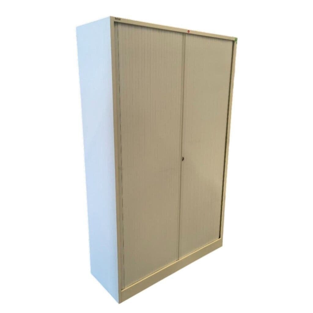 Ahrend Roldeurkast Wit/Creme H195xB120xD45, 100 tot 150 cm, Ophalen of Verzenden, Meerdere deuren, 150 tot 200 cm