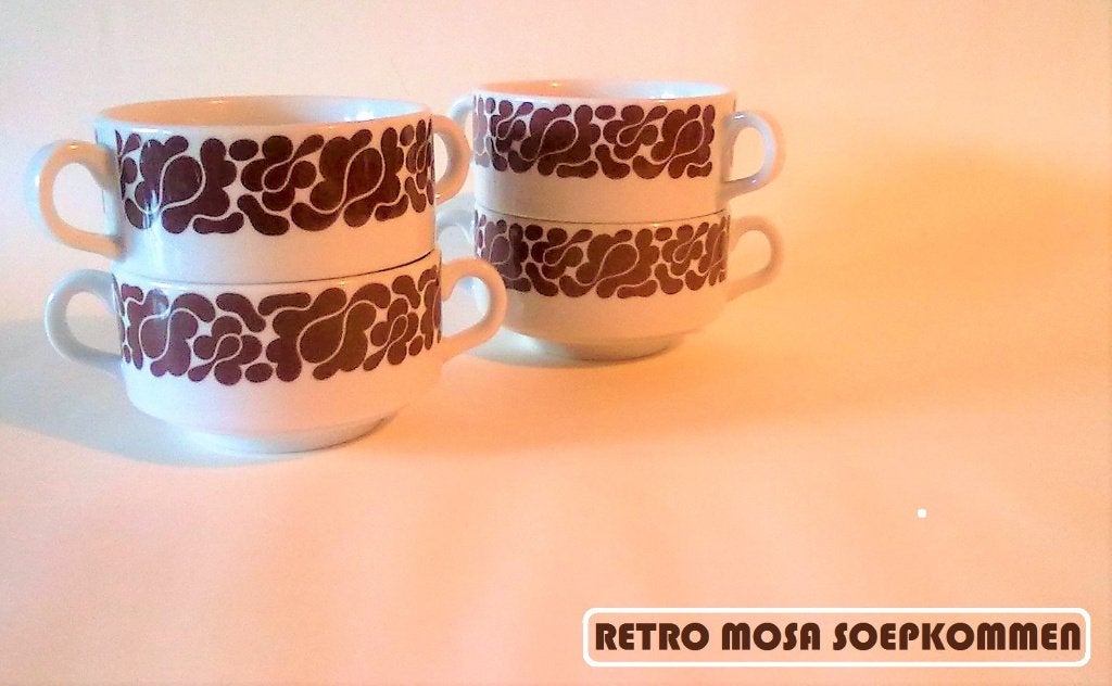 Retro vintage jaren 70 Mosa soepkommen soepkom servies, Ophalen, Gebruikt, Overige merken, Keramiek