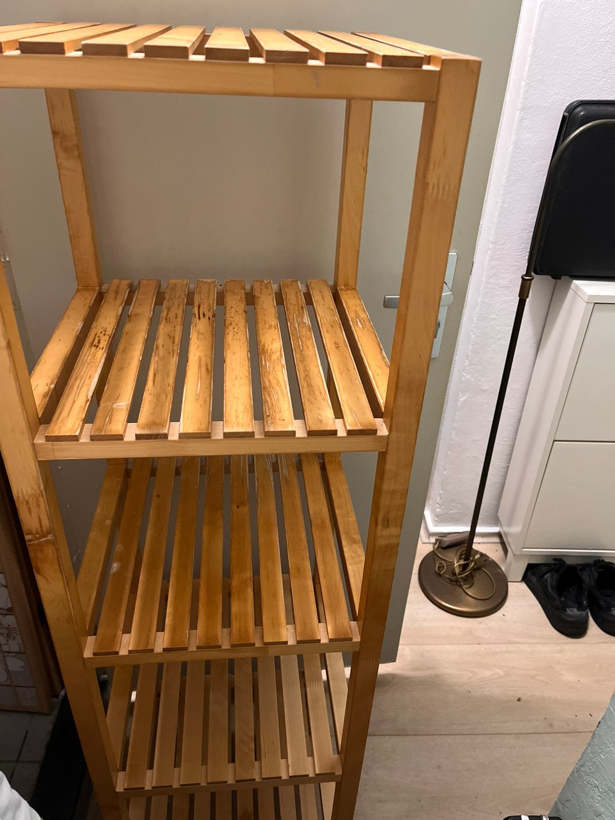 Badkamer rek / badkamer houten meubel, Huis en Inrichting, Ophalen, Gebruikt, (Half)hoge kast