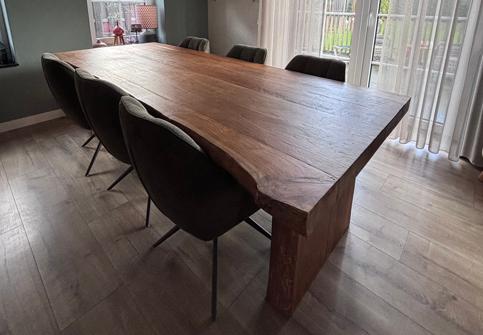 Massieve boomstam tafel 240 cm / 106 cm, Ophalen, 100 tot 150 cm, Teakhout, 200 cm of meer