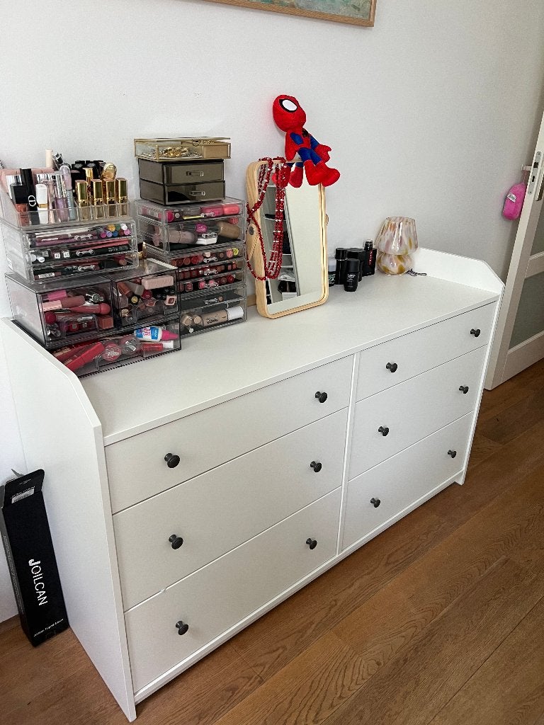 IKEA HAUGA Ladekast met 6 lades, wit, 138x46x84 cm, Huis en Inrichting, Kasten | Dressoirs, Ophalen, Zo goed als nieuw, 25 tot 50 cm