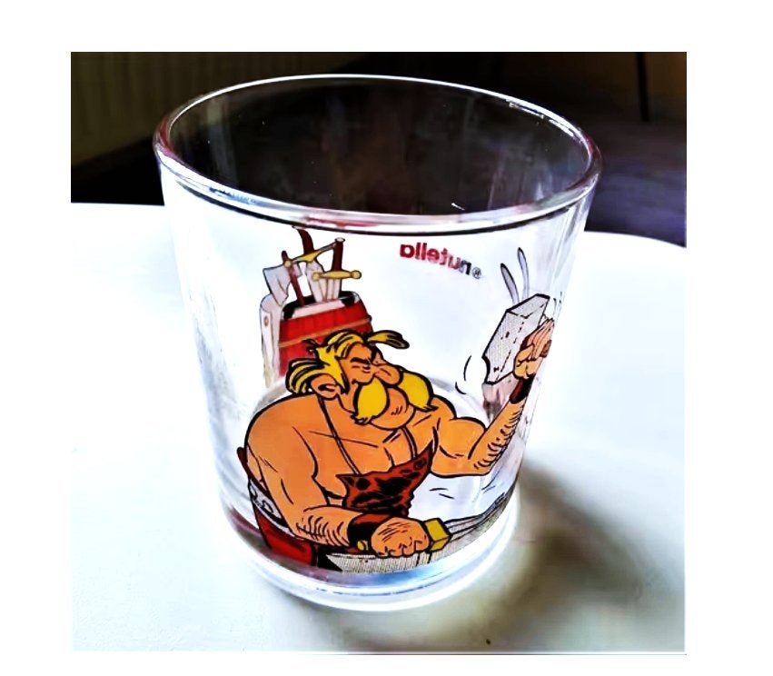 vintage Nutella glas *2001*-Hoefnix/Cetautomatix, Ophalen of Verzenden, Zo goed als nieuw, Frisdrankglas
