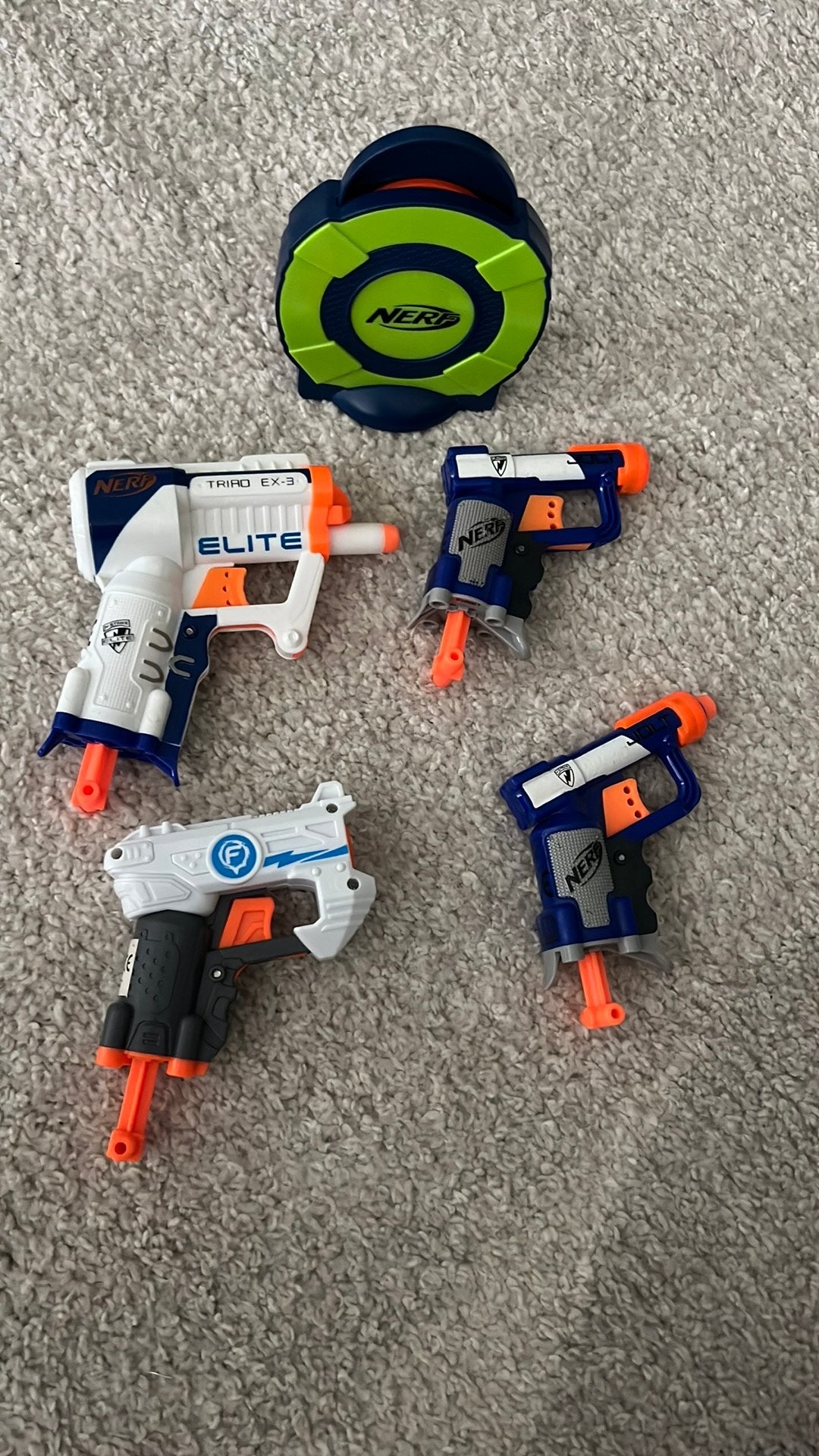4 kleine Nerf pistolen met target, Ophalen of Verzenden, Gebruikt, Jongen of Meisje