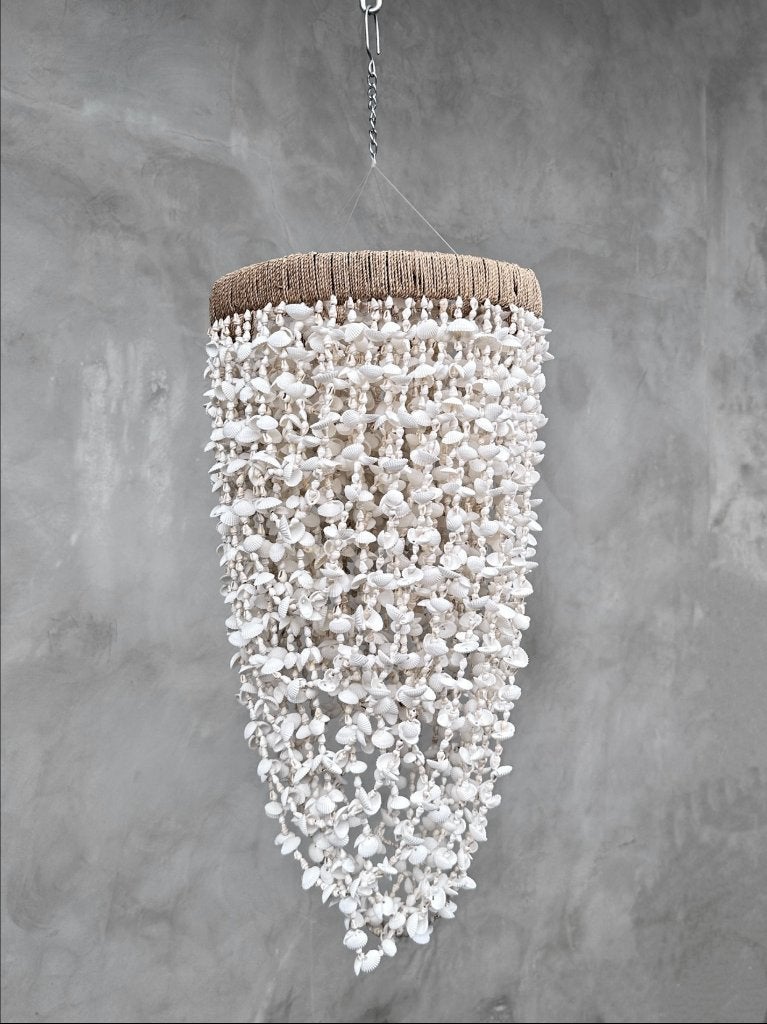 Ibiza style schelpen kroonluchter, Ophalen of Verzenden, Nieuw, Natuurlijk materiaal, Boho