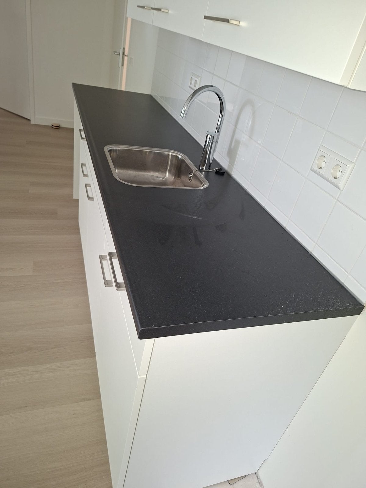 Bruynzeel werkblad met spoelbak en 2 onderkasten, Ophalen, Wit, 150 tot 200 cm, Nieuw