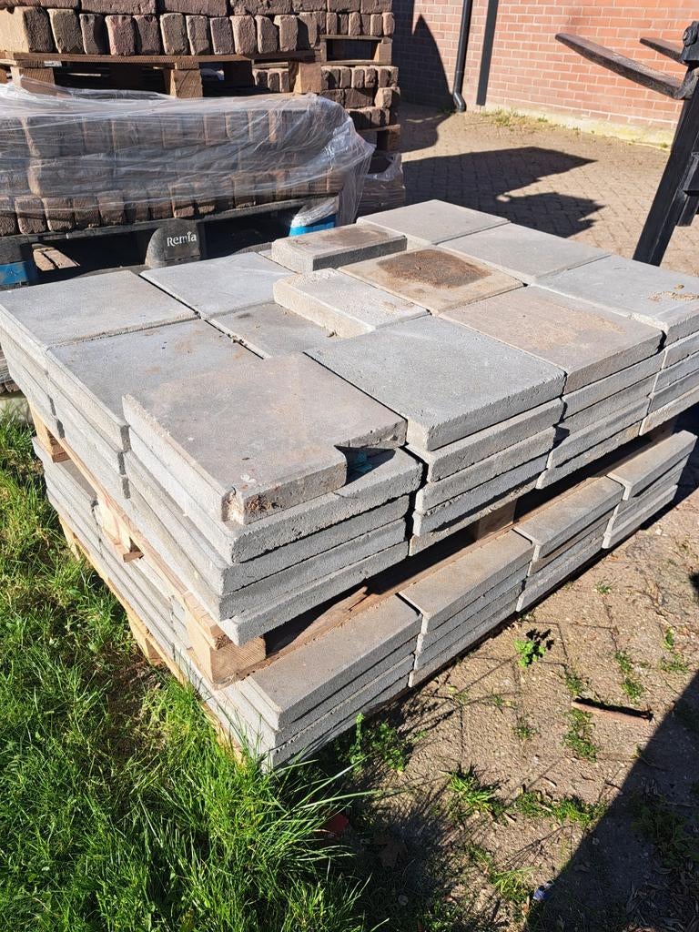 Gebruikte terrastegels, grijs, diverse maten, Gebruikt, Ophalen of Verzenden, 10 m² of meer, Beton