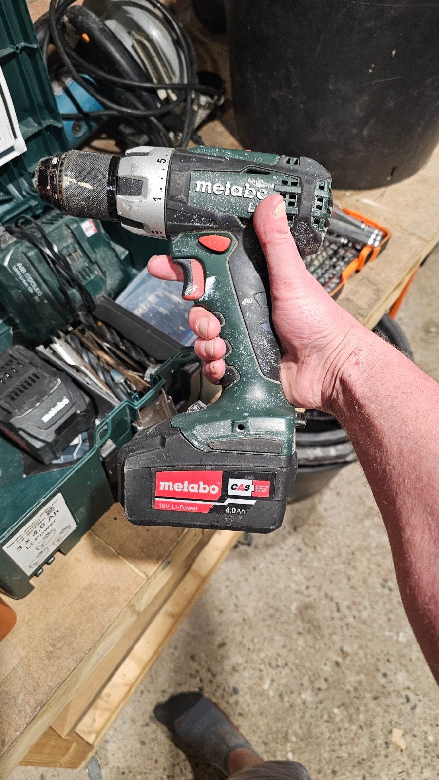 Metabo Accu Boor/Schroefmachine & Slijptol Set, Ophalen, Gebruikt, Variabele snelheid, Boor- en Schroefmachine