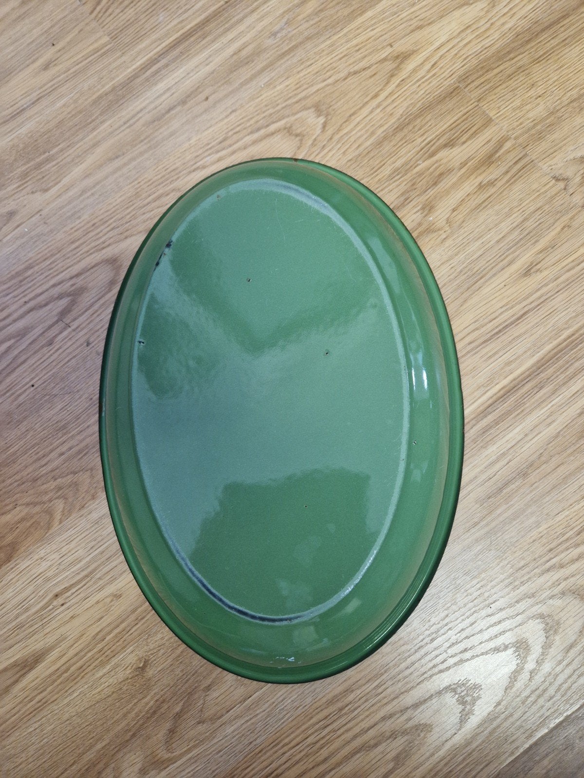 Vintage Groene Emaille Ovale Schaal - Perfect voor Decoratie, Ophalen of Verzenden
