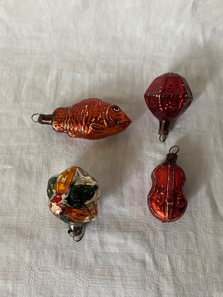Vintage kerstballen glas figuur (13), Gebruikt, Onbekend, Ophalen of Verzenden, Onbekend