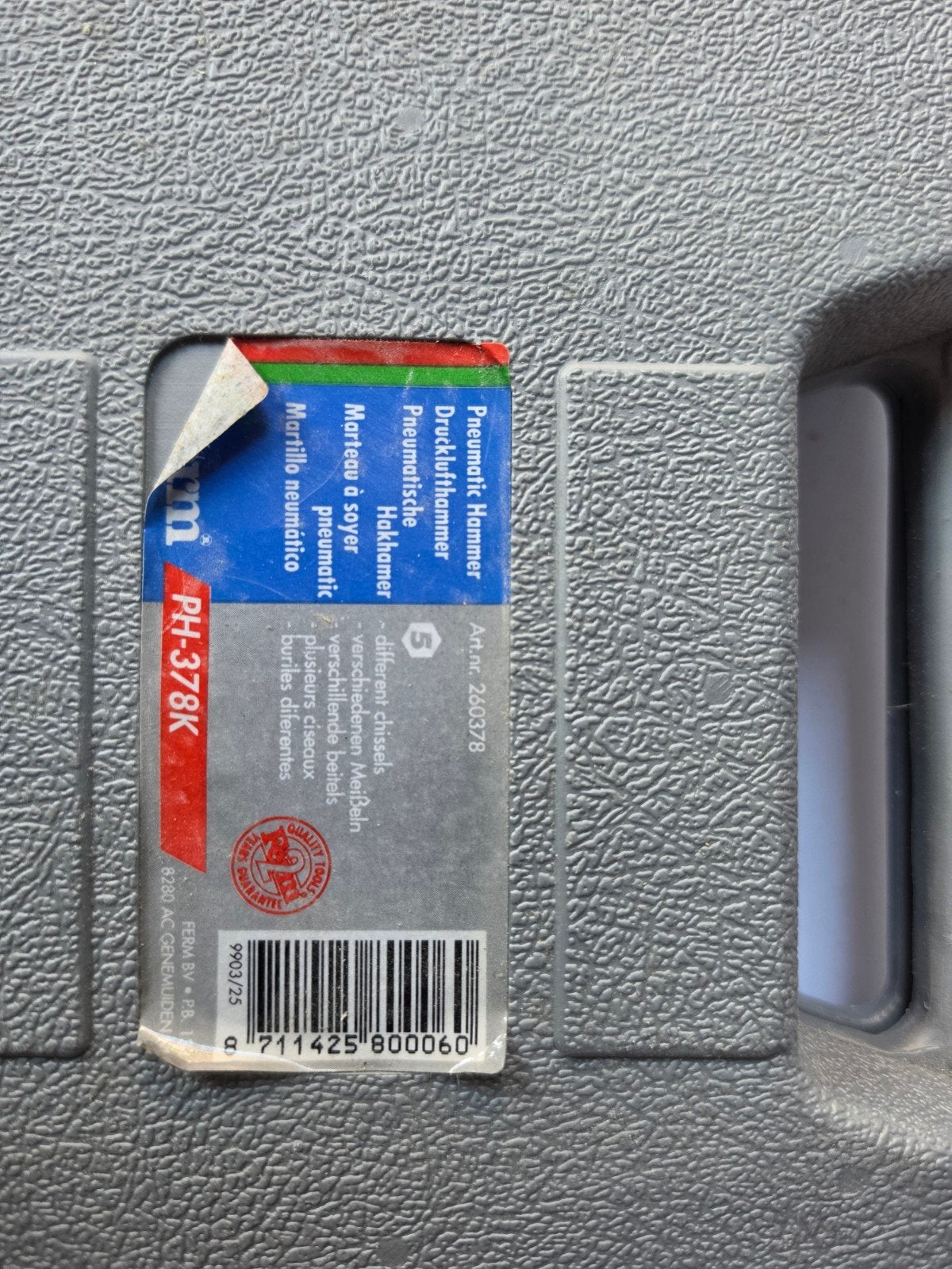Ferm PH-378K Pneumatische Hamer met Beitels, Doe-het-zelf en Verbouw, Gereedschap | Handgereedschap, Ophalen of Verzenden, Gebruikt