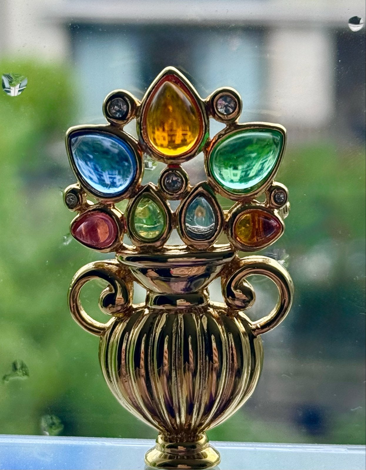 Vintage Italiaanse Broche Vaas met bloemen, Jaren '80, Overige materialen, 4 tot 7 cm, Ophalen of Verzenden, Zo goed als nieuw