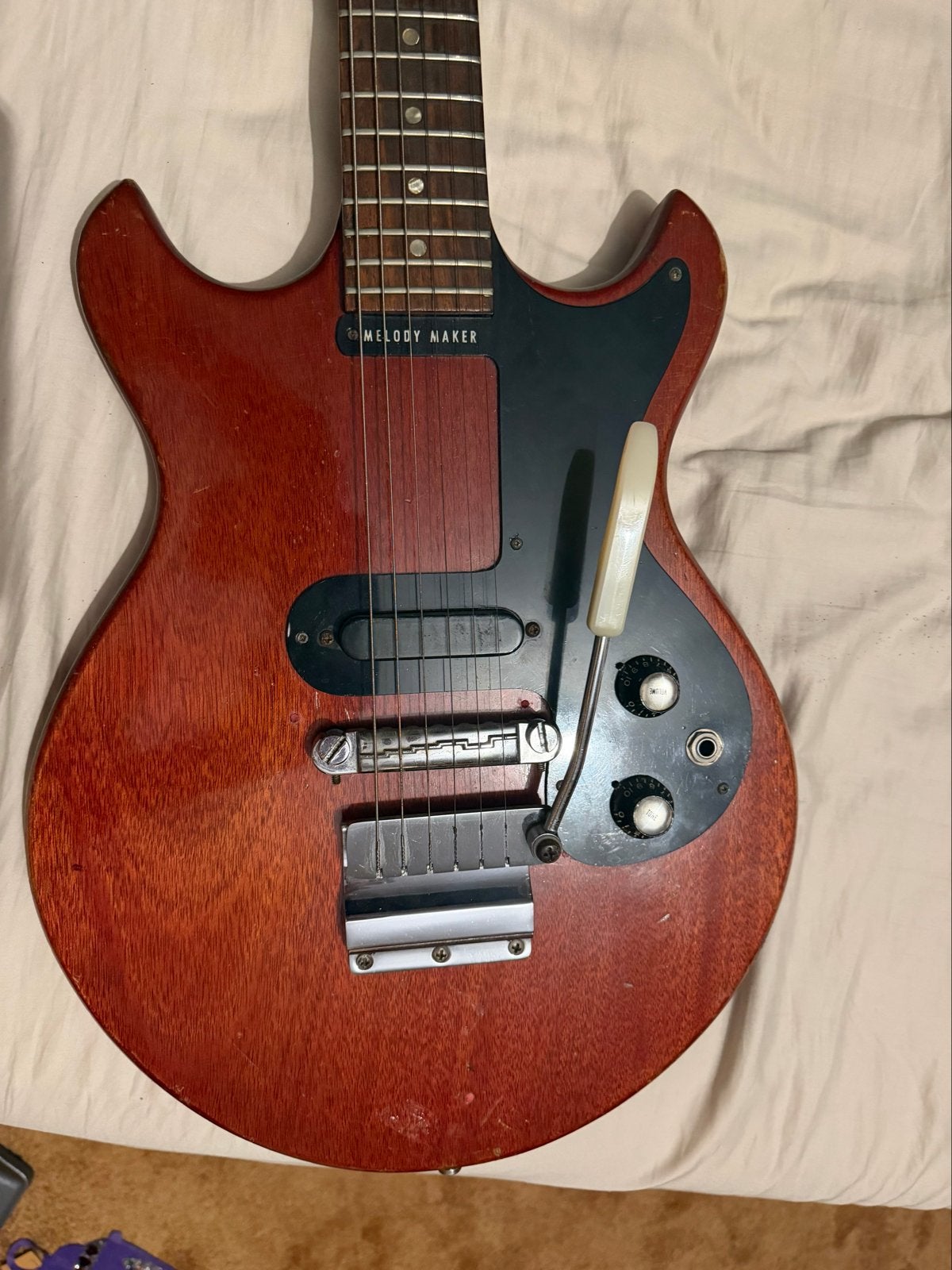 Gibson Melody Maker 1965 Cherry Red - Volle Nek, Ophalen of Verzenden, Gebruikt, Solid body, Gibson